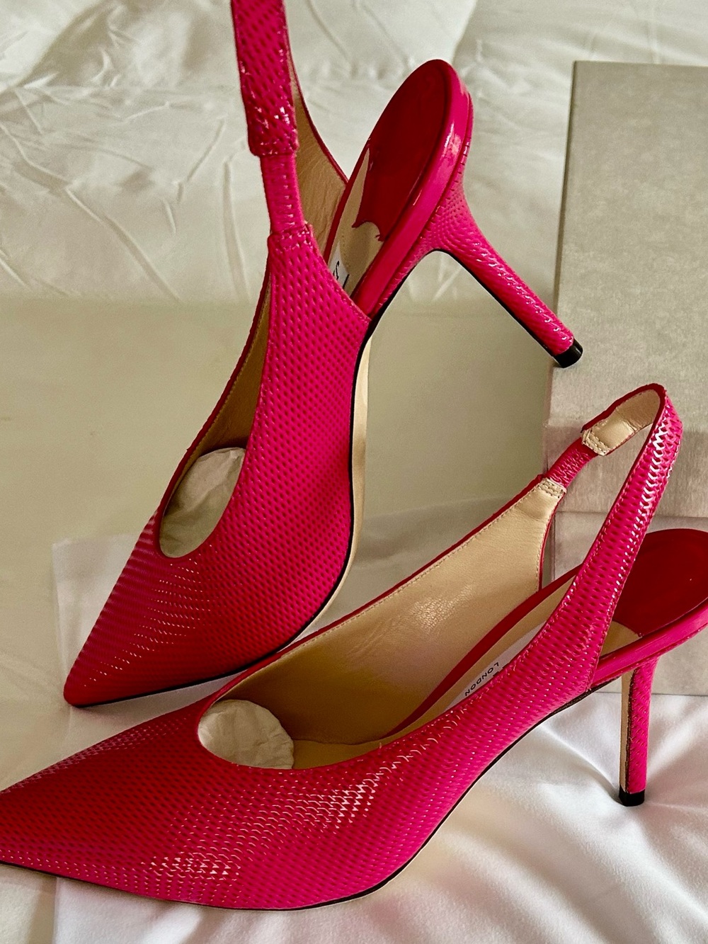 Jimmy Choo! Pristine!!!🩷 Ivy 85 Heels Pump Hot Pink 38 - Picture 4 of 14